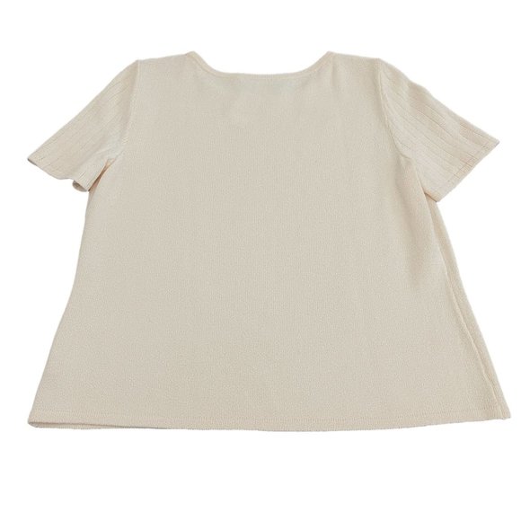 St. John Collection Women's Ivory Wool Blend SS Sweater Top, Size M NWT - Picture 2 of 6